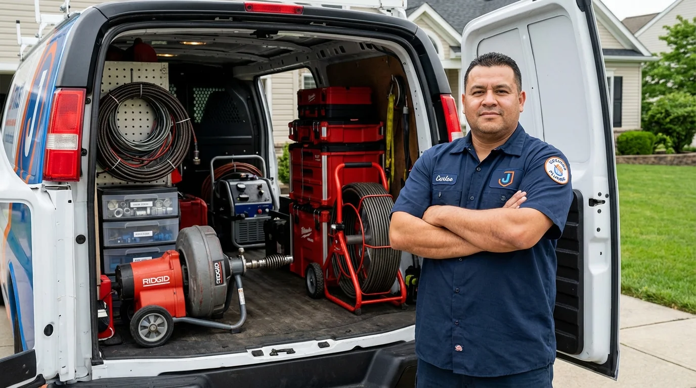 Professional drain cleaning equipment and Johns Plumbing LLC plumber in Paynesville