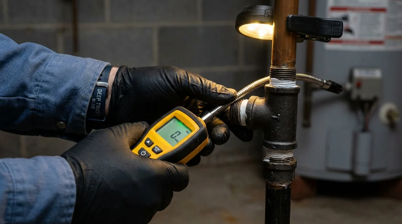 Gas leak detection with electronic sniffer by Johns Plumbing LLC in Paynesville